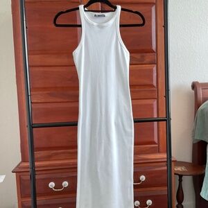 ZARA White Stretch Knit Tank Midi Dress, S